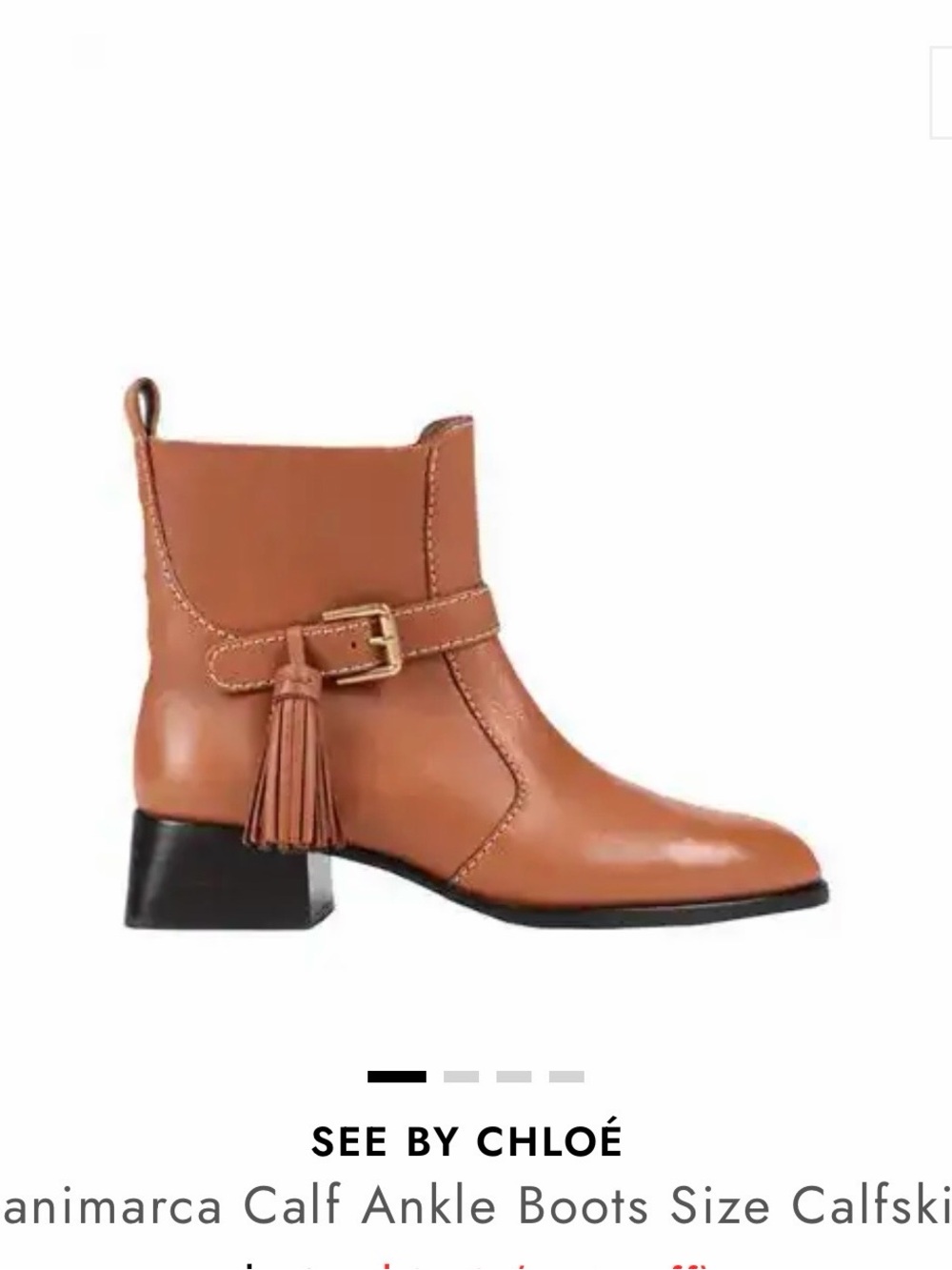 See By Chloe Tan Calf Leather Heeled Ankle Boot with Tassel
